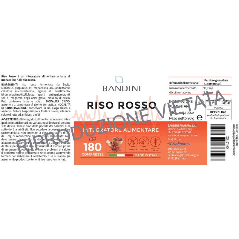 Bandini® Red Rice 180 Tablets - Red Fermented Rice Supplement
