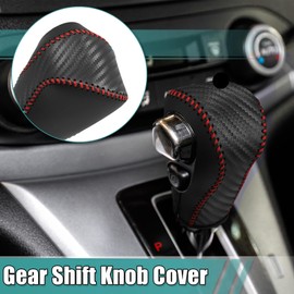 MACHSWON for Honda CR-V 2012 2013 2014 Car Gear Shift Knob Cover Protector with Red Thread Carbon Fiber Pattern