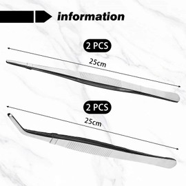 HINFHI 4 Pieces Of Stainless Steel Tweezers, Reptile Feeding Forceps, Multi-Functional Tools, Clamping Tools.