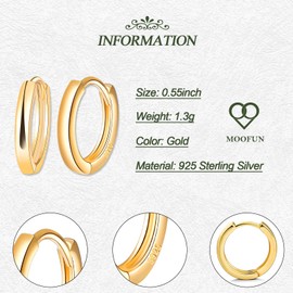 MOOFUN Hoop Earrings 925 Silver Large Earrings Women's Earrings 14 mm Silver/Rose Gold/Gold Earrings Hoop Earrings for Mum Best Friend Teenager Girls Grandma Sister Women Gift Birthday Gift, Sterling