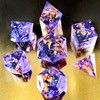 Unpainted Shimmery Sharp Edge DND Dice Set with Golden foil,