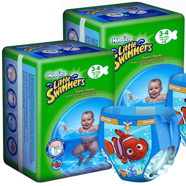 24 x Disposable Swim Nappies - Water Nappies - Size 3-4 - Swimming Nappies Swim Nappy Baby Toddler Children (24)