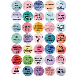 350 Pieces Inspiring Planner Stickers 1 Inch Round Motivational Encouraging Watercolor Stickers Self-Adhesive Positive Sayings Accents for Phone, Scrapbook, Laptops, Water Bottle