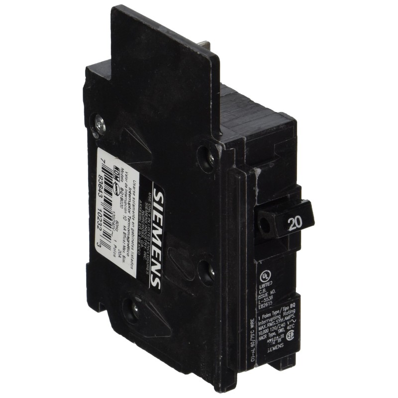 SIEMENS BQ1B020 20-Amp Single Pole 120-Volt10KAIC Lug In/Lug Out Breaker