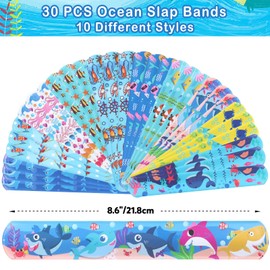 Viicoor Slap Bracelets for Kids 30PCS Animals Slap Bands Party Gadget Fillers Favors Multicolour (Ocean-30P)