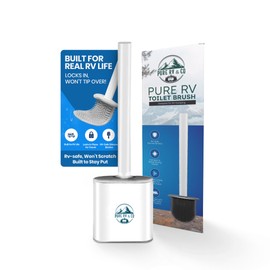 RV Toilet Brush and Holder Set, Compact Silicone Bowl Brush for Camper, Trailer & RV Toilets – Wall Mounted, Flexible Head, Quick-Dry, Septic Safe, RV Bathroom Must-Have (Packaging May Vary)