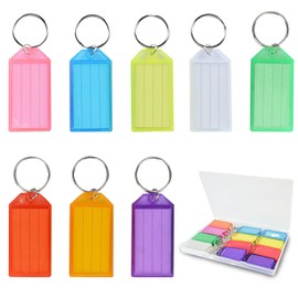 20 Pcs Plastic Key Tags with Split Ring Label Keychains Window, Tough Plastic Key Tags with Split Ring Label Window, Key Labels Keychain Tags Key Tags Assorted Color ID Label Tags Luggage Tags 8 color
