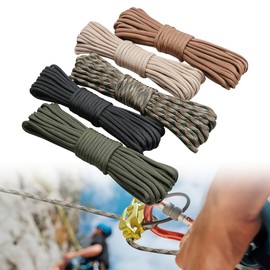 mizikuu 50 m Paracord 4 mm, Pack of 5 Paracord Cords Rope, 7 Core Strands, Tear-Resistant Nylon Rope, Holds up to 250 kg for Outdoor Survival Camping Dog Lead Collar Bracelet