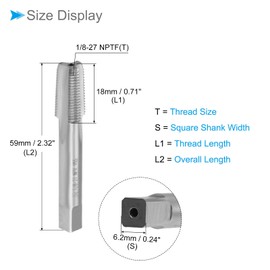 CoCud Thread Milling Taps, 1/8-27 NPTF Thread H2, Machine 3 Straight Flutes Screw Threading Tool - (Applications: for Tapping Drilling Machine), 1-Piece