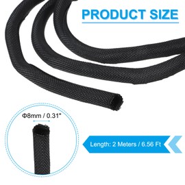 PATIKIL Cable Sleeve, 6.6 Ft x 0.31" Wire Manager Cord Protector Trolling Motor Cable Sleeve Dog Cat Cord Wrap Protector for Computer Wire Organizer Hose