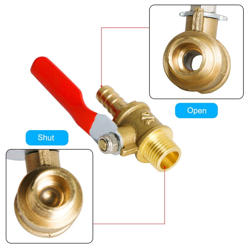 Aopin Ball Valve Brass G 1/4" Male Thread x 8mm