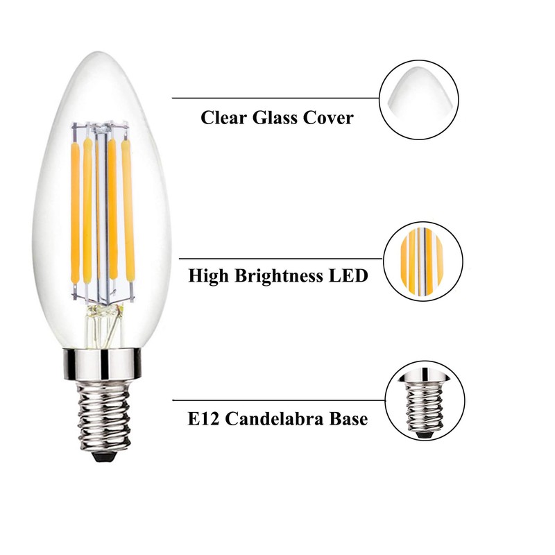 Beonllay 12 Volt Candelabra Light Bulbs 40 Watt Equivalent Low