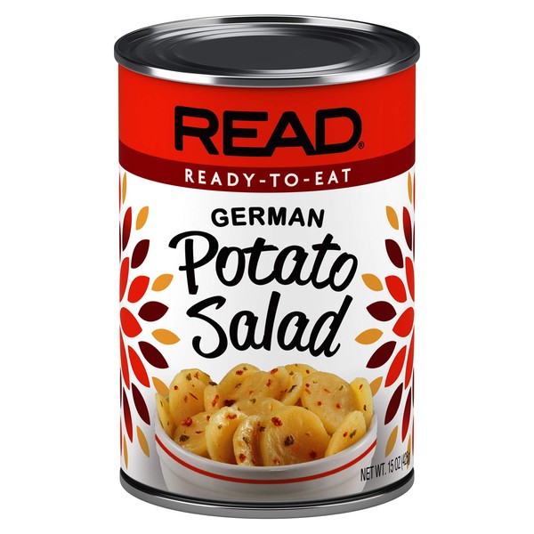 READ German Potato Salad | Hearty Sliced White Potatoes | Sweet-Tangy Piquant Deliciousness | Bacon | Sugar, Vinegar, Onion, Spice and Parsley dressing | 15 ounce cans (Pack of 12)