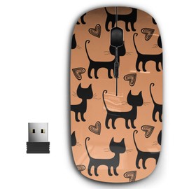 2.4G Ergonomic Portable USB Wireless Mouse for PC, Laptop, Computer, Notebook with Nano Receiver ( Black Cats Hearts )