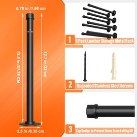 ETELI 12 Inch Industrial Pipe Shelf Brackets 8 Pack Black Shelf Bracket Heavy Duty Iron Floating Shelf Bracket Metal Support for Wall Mount Home Decor