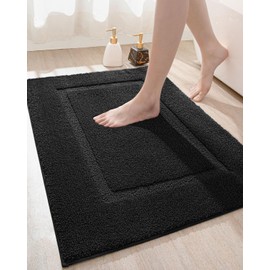 DEXI Bathroom Rug Mat 36x24, Super Absorbent Soft Mats, Washable Non-Slip Bathmat, Quick Dry Microfiber Rugs Carpet for Shower Floor, Tub, Bath Accessories Decor, Black