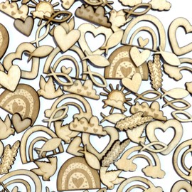 DIWULI Wooden Table Confetti - 100 Pieces - Christening