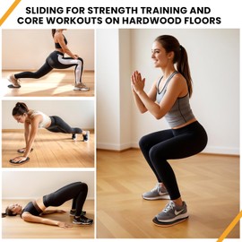 MUYOS Sliders for Working Out 2 PCS 9-1/2 Inch x 5-3/4 Inch Oval Exercise Core Sliders for Hardwood Floors, Sliding Discs for Strength Training and Perfect for Abdominal&Core Workouts