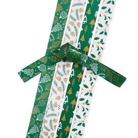 Gebrüder Bertels Froebel Stars, Paper Strips Green/White/Gold Lacquered, 48 Strips, 15 mm x 450 mm