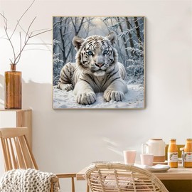 Qihensail Tiger Diamond Painting Pictures, Diamond Painting Adults, Diamond Painting Adult for Home Wall Decoration, Women Gift (Tiger)