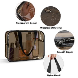 Boobeen 3pcs Clear Cosmetic Bag, Transparent PVC Waterproof Cosmetic Bag with Zip, Portable Toiletry Organiser Kit for Women Men, Makeup Pouches, Travel Organiser Case for Toiletries, gray