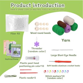 wishstream Hanging Potted Plant Crochet Kit，3pcs Crochet Kit for Beginners, Crochet Starter Kit for Beginner-Friendly Crafting Bundle with Video Tutorials, Instructions, Birthday Gift.