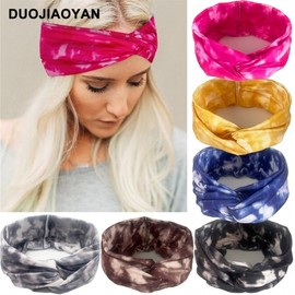 New Fashion Tie-Dye Gradient Elastic Sports Headband Free Size/Ff305-3 Purple 15ea