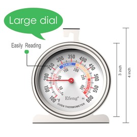 Oven Thermometers for Gas/Electric Oven with 100-600°F/50-300°C,Large 3" Dial & Base,Safety in Oven,Easy to Read Large Number,No Fading Color for Long time Cooking