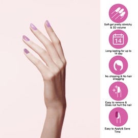 22pcs Semi Cured Gel Nails Strips Tips UV Nail Stickers Polish Wraps-Works with UV Nail Lamp Light, 2 Prep Pads File Wooden Stickers DIY Manicure Easy to Apply&Remove (204)