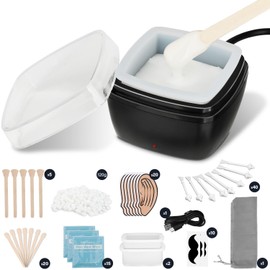 Nose Wax Kit Men, Nose Ear Hair Waxing Kit for Men and Women with 120g Wax, 65 Sticks, Nose Ear Hair Removal Kit, USB Fast Heat, Smart Constant Temp, Multi-Accessories, Black
