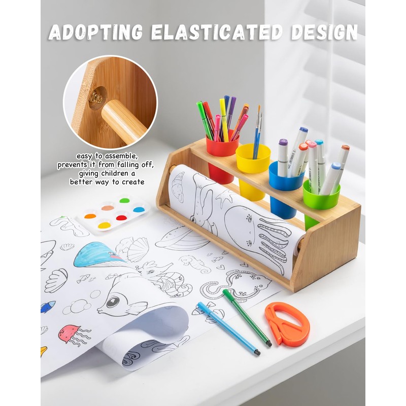 Payarma Paper Roll Dispenser for Kids Art Tabletop Easel with