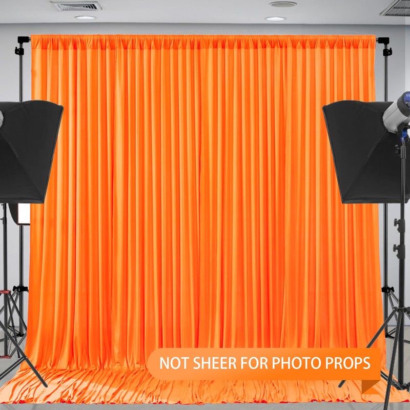 Orange Backdrop Curtain 4 Panels-Wrinkle-Free Orange Curtains Polyester Photography Drapes