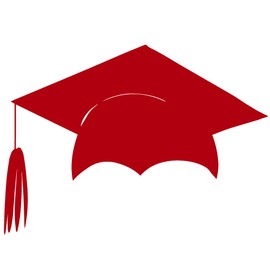 hBARSCI Graduation Cap - 11 Inches - for Walls, Windows, Doors, Vehicles - Outdoor-Grade 2.5mil Thick Vinyl - Red