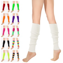 Buauty 80s 90s Leg Warmers for Women, Neon Ribbed Leg Socks, Stylish Accessories for Inspired Outfits for Yoga,Running,Hiking