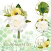 12 Pcs Corsage and Boutonniere Set with Pins for Wedding,White