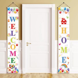 Welcome Home Decorations Door Banners - 2Pcs Retirement Family Door Porch Sign Banner for Women, Colorful Welcome Back Theme Party Supplies for Baby Girls