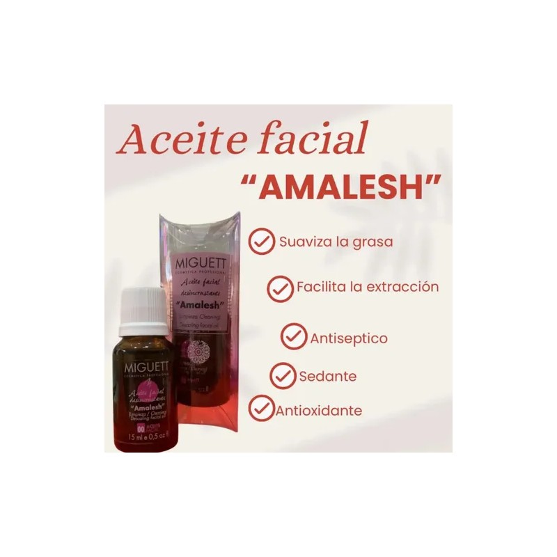 Aceite Facial Amalesh Desincrustante Miguett 15ml Todo Tipo De Piel