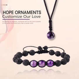 Amethyst Crystal Lava Rock Bracelets and Necklace Set (Amethyst)