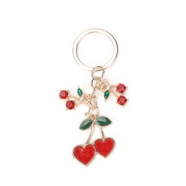 Innocent and Sweet Small Cherry Keyring with Cute Pendant, A Gift for Women, A Women's Key Ring, A Gift for Colleagues, A Gift for Back to School, Silver1, S