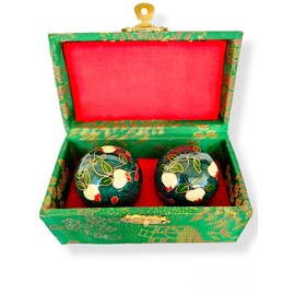 SabelAX Baoding Balls, Health Balls, Finger Exercises, Balls for Stress Relief, Meditation, Relaxation, Anti-Stress, Feng Shui (Flower Green)