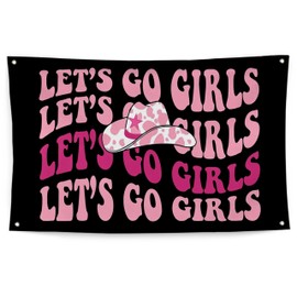 QGFM Hot Pink Preppy Tapestry, Let's Go Girls Tapestry Wall Hanging for Girls Room Bedroom Apartment College Dorm Decor, Cowgirl Wall Decor, Let's Go Girls Bachelorette Party Decorations, 35x59 Inches
