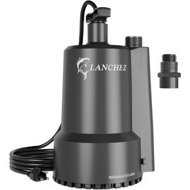 LANCHEZ 1/2 HP Portable Submersible Water Sump Pump Remove Water Level Down to Last-inch, 2301GPH Handy Utility Pump with 16FT Cord for Swimming Pool Garden Pond Basement Tub Pond Draining