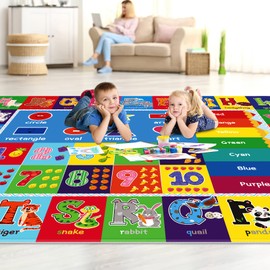Kentaly Baby Play Mat Kids Rug for Playroom, Floor Mat for Toddlers, Playtime Collection ABC, Numbers, Animals Educational Area Rugs for Kids Room Classroom ( 78.7X 59 Inch)