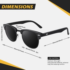 LINVO Polarized Semi Rimless Sunglasses for Men Women, Mens Sunglasses Classic Retro Shades Half Frame Driving Sun Glasses UV Protection