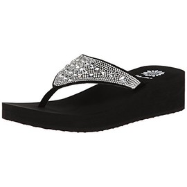 Yellow Box womens Birder Wedge Flip Flop, Clear, 6.5 US