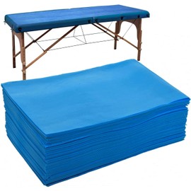 20 Pieces Disposable Non-Woven Bed Sheets Waterproof and Oil Proof Massage Table Sheets Thick Bed Cover Fabric Bed Pads for Spa Club Beauty Salon Hotels Tattoo Lash Bed, 80cm x 172cm (Blue)