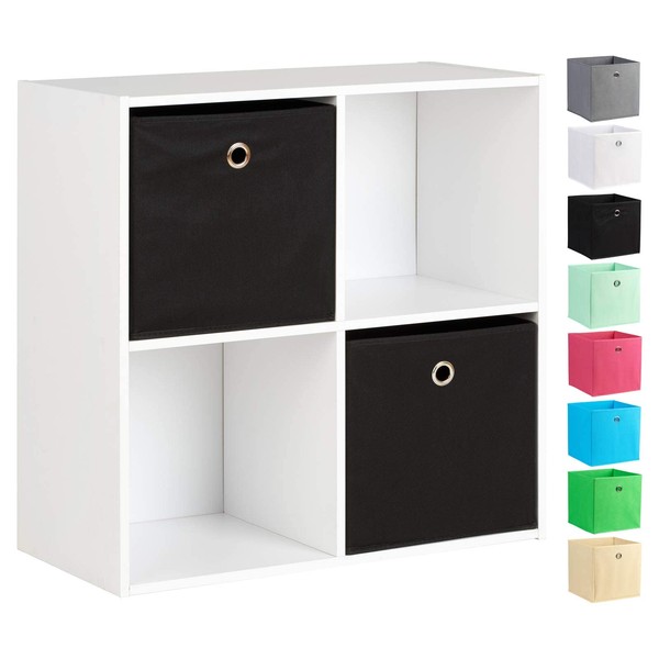 Hartleys White 4 Cube Unit and 2 Storage Boxes - Choice of Colour