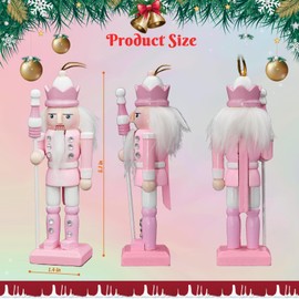 Christmas Nutcracker Ornaments Set, 8 Piece Nutcracker Christmas Decorations, Pink & Pastel 5-Inch Tall, Handcrafted Wooden Nutcracker Soldier, Hangable on Xmas Tree or Tabletop Decor (Pink & Pastel)