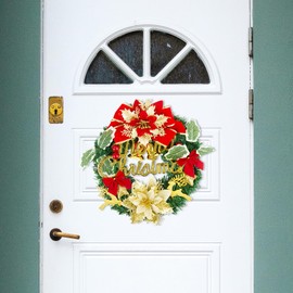 BOFUNX Christmas Wreath with Bow, Christmas Flowers, Door Wreath, Christmas Wreath for Christmas, Door, Window, Christmas Decoration