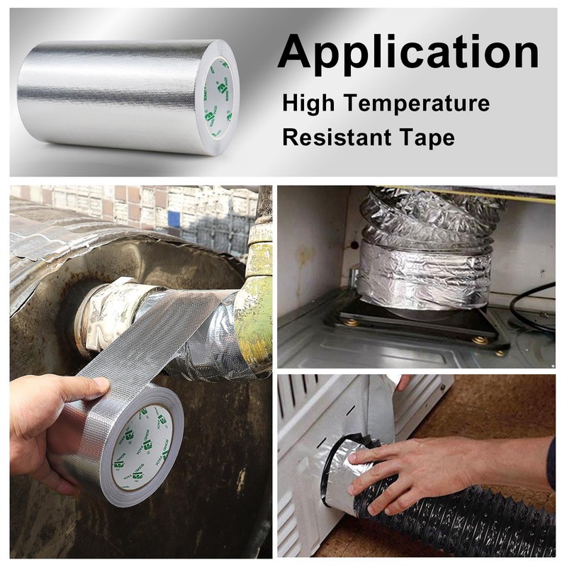 BOMEI PACK Adhesive Aluminum Foil Heat Shield Tape Barrier, Fiberglass